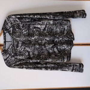 Lululemon Rise and Run Long Sleeve 8 Tear It Up Alpine White Black